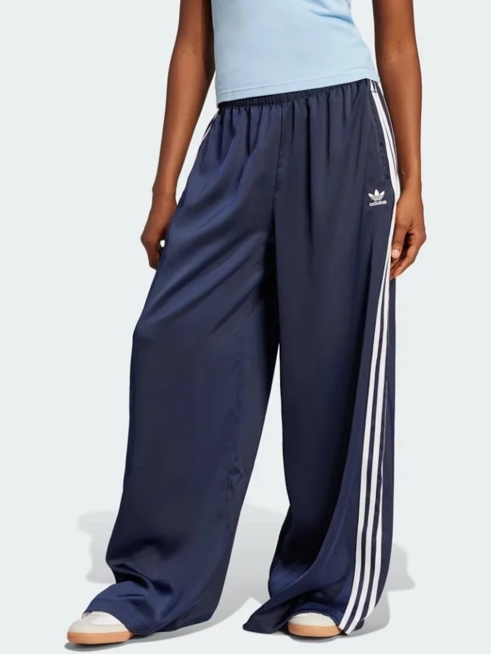 Adidas • Satin Wide Leg Track Pants